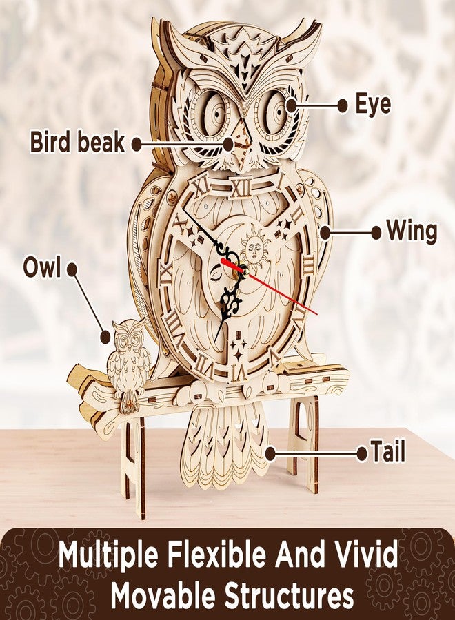 SYNARRY Wooden 3D Puzzles for Adults Model kit Owl Clock - Mechanical Model Building Kit DIY Hobbies for Kids Teens Men Women 126PCS Puzzle Craft Gift Home Decor for Easter/Valentines Day - Image 2